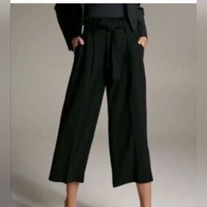 Aritzia Babaton Linnea High Rise Black Wide Leg cropped belted Trouser Pants sz2
